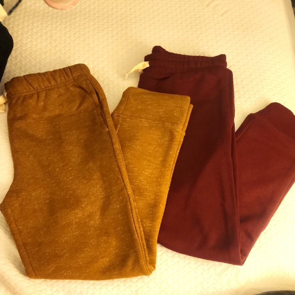 Nwt Tcp Sz M (7/8) Kids' Sweatpants Set - Tan & Burgundy